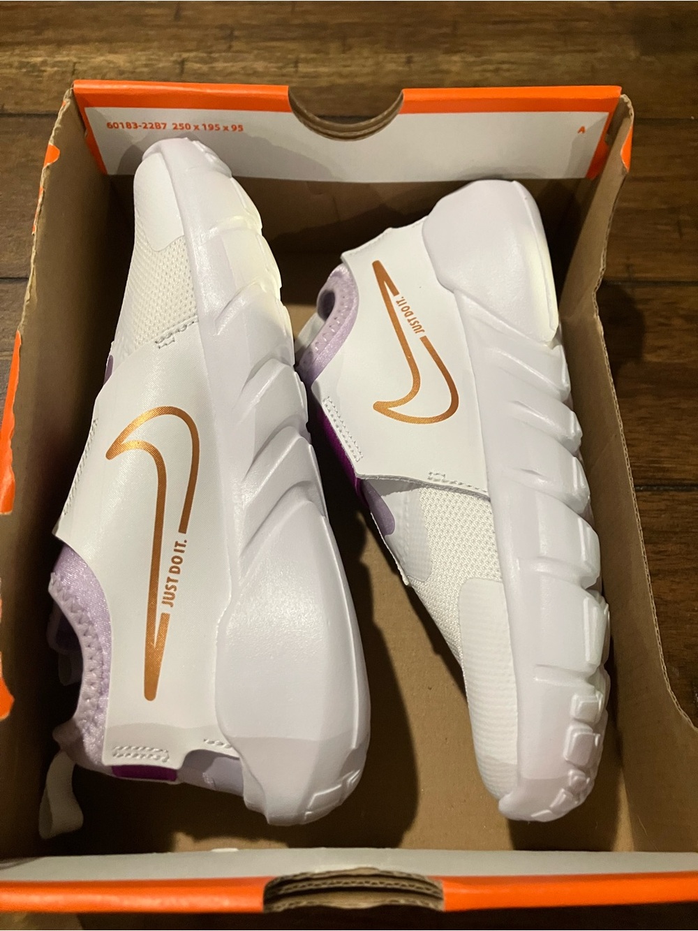 Nike Kids Flex Runner Sneakers with Rose Gold Swoosh Sz 3 y